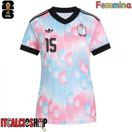 Belgio Thomas Meunier #15 Seconda Maglia Femmina Mondiali 2026 Manica Corta